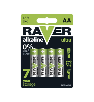 Alkalick baterie RAVER, LR6 (AA) 4 ks v balen