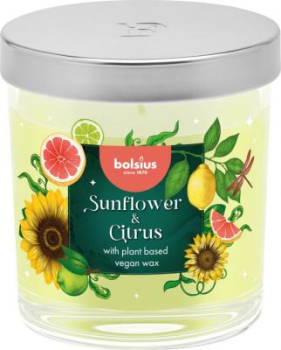 Svka BOLSIUS Floral Fusion SLUNENICE A CITRUS, ve skle, 80/72 mm